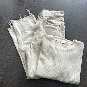 Zara Jeans and UniQlo Waffle Top Set